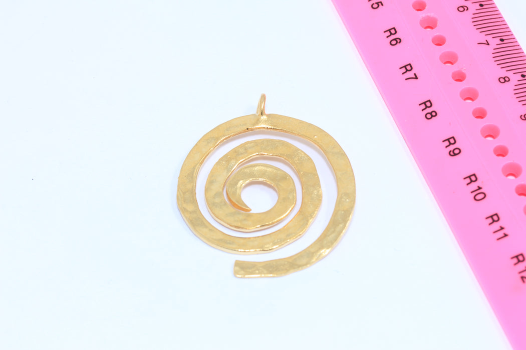 33mm 24k Shiny Gold Sea Shell Charm, Seashell Charm, Seashell Necklace Pendant, Spiral Pendant, FNL103-1