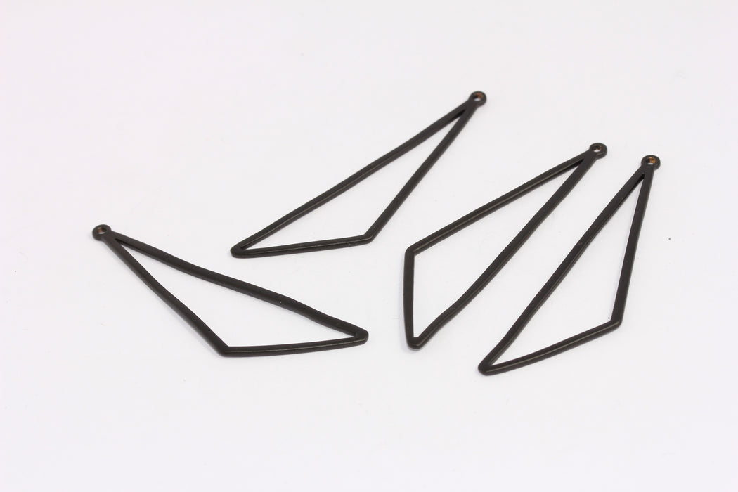 Ciondolo triangolare placcato nero 15x55 mm, ciondolo geometrico contorno, CHK151-4