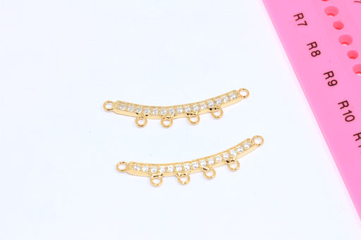 CZ Horizontal Bar, Micro Pave Pendant With Loops