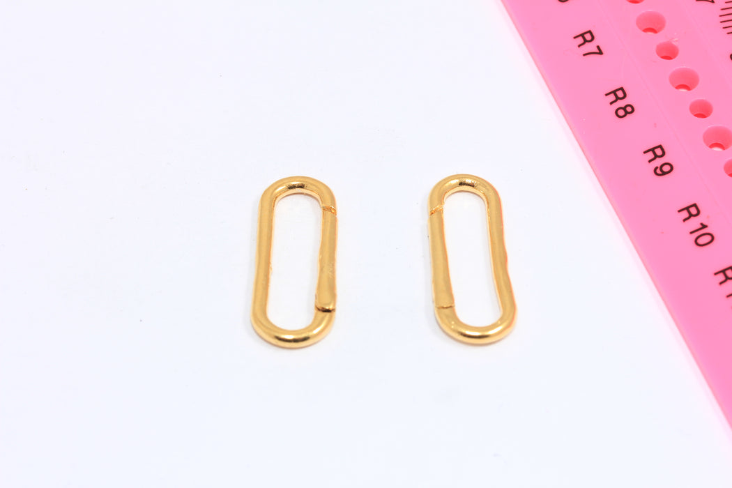 16x32mm 24 Ayar Parlak Altın Oval Vida Tokası, Açılır Oval Şekilli Vida Tokası, Kolye İçin Vida Tokası, MLS512