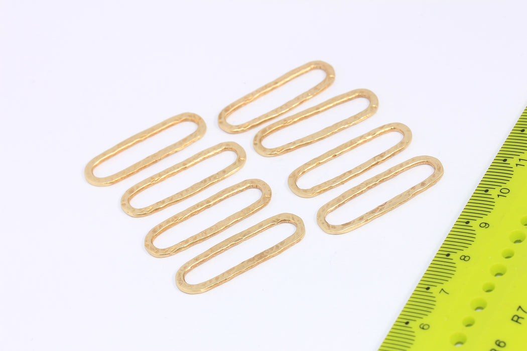 10,5x32,5mm Raw Brass Oval Link Charms, Hammered Connector Charms,CHK472-8