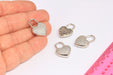 Rhodium CZ Heart Lock Charms