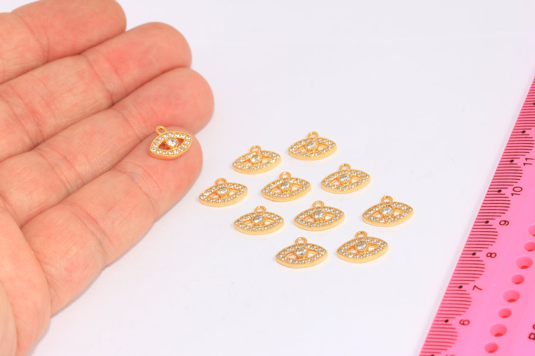 Shiny Gold CZ Evil Eye Charm