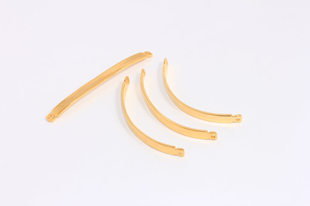 4.4x55mm 24k Shiny Gold Curved Bar, Rectangle Bracelet Bar, CHK413-8