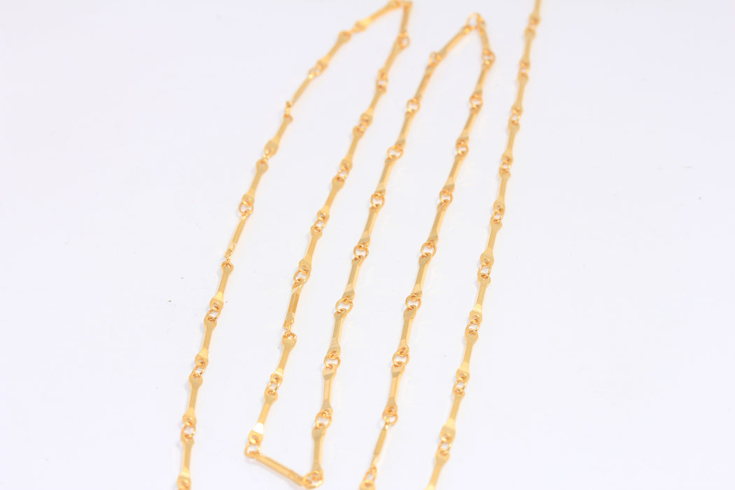 24k Shiny Gold Bar Chain, Gold Soldered Chain, Stick chain          BXB298