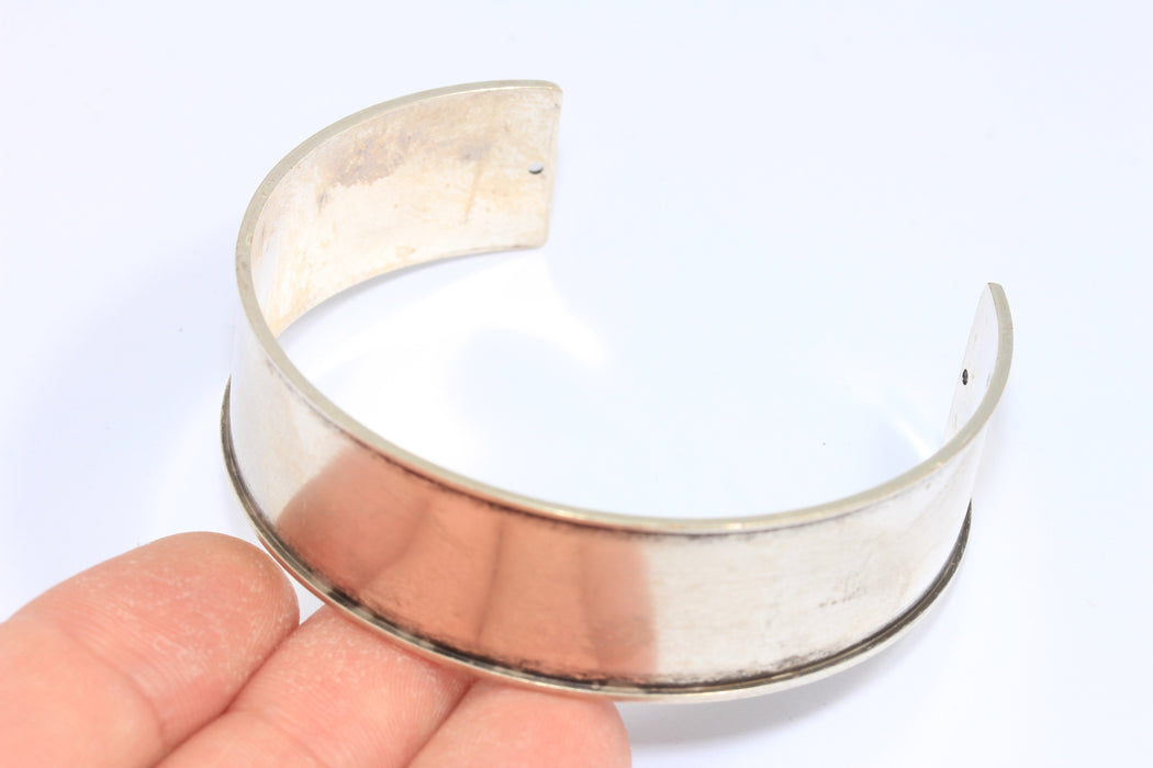 20mm Antique Silver Bracelet, Inlay Bracelet, Silver Cuff Bracelet, Channel Bracelet, Bracelet Bangle, CHK251-1