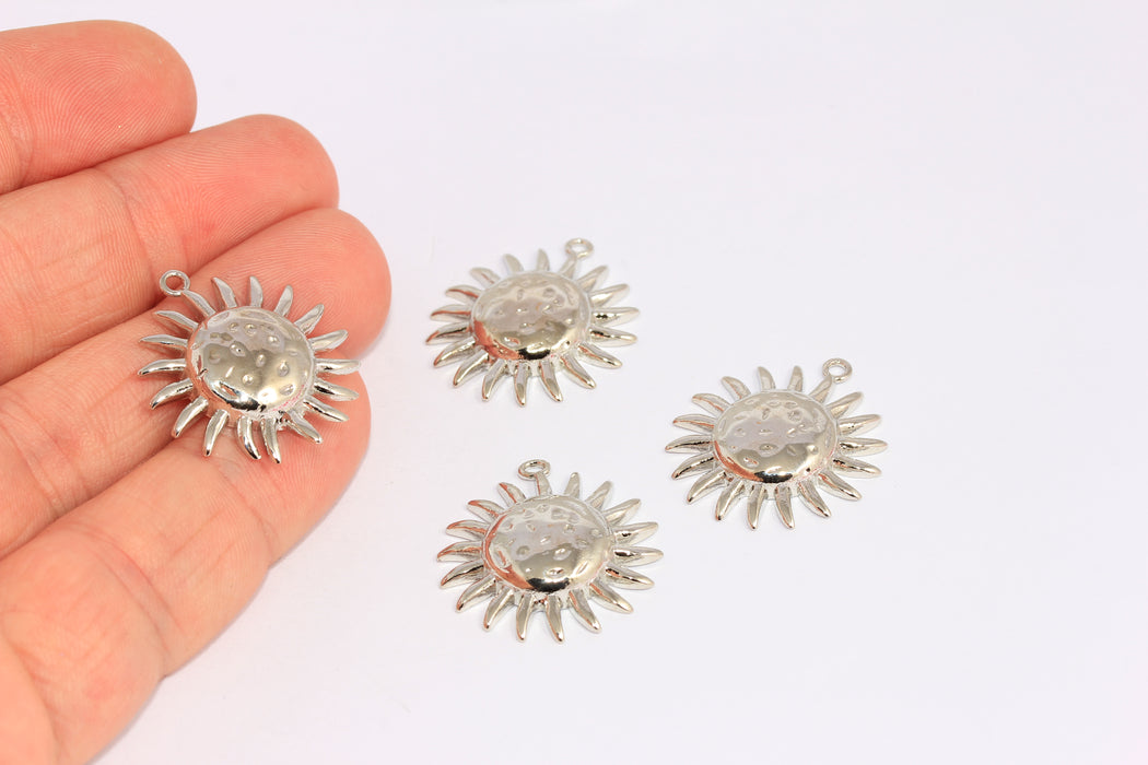 23 mm Rodyum Kaplama Güneş Kolye Ucu, Güneş Kolye Madalyonu, CHK226-4