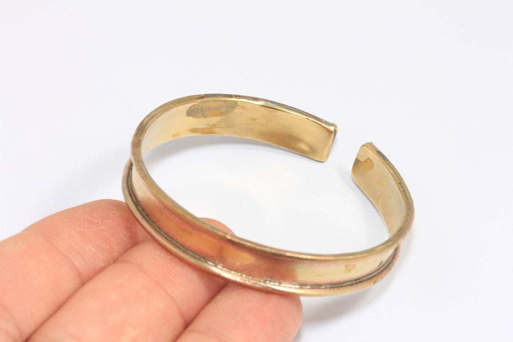 10mm Raw Brass Bracelet, Inlay Bracelet, Brass Cuff Bracelet, Channel Bracelet Bangle, CHK209-1