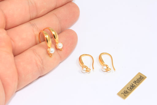  Pearl Earrings With Loop, Fresh Water Pearl Earrings