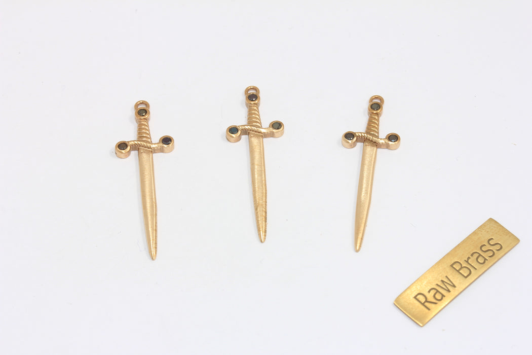 CZ Knife Pendant, Micro Pave Fairy Charms