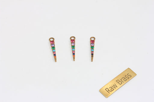  CZ Stick Pendant, Micro Pave Mixed Stone Charms