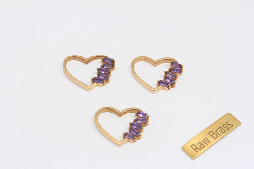  Baguette Stone Outline Heart Pendant