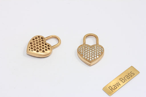 Micro Pave Heart Charm, CZ Heart Lock