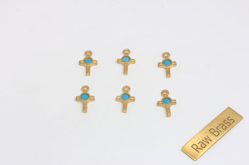 Micro Pave Cross Pendant, Turquoise Stone Mini Cross Charms