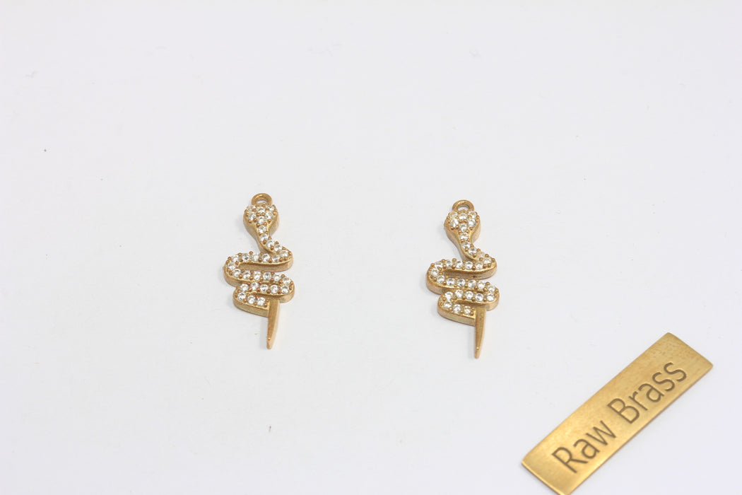  Micro Pave White Stone CZ Snake Pendant