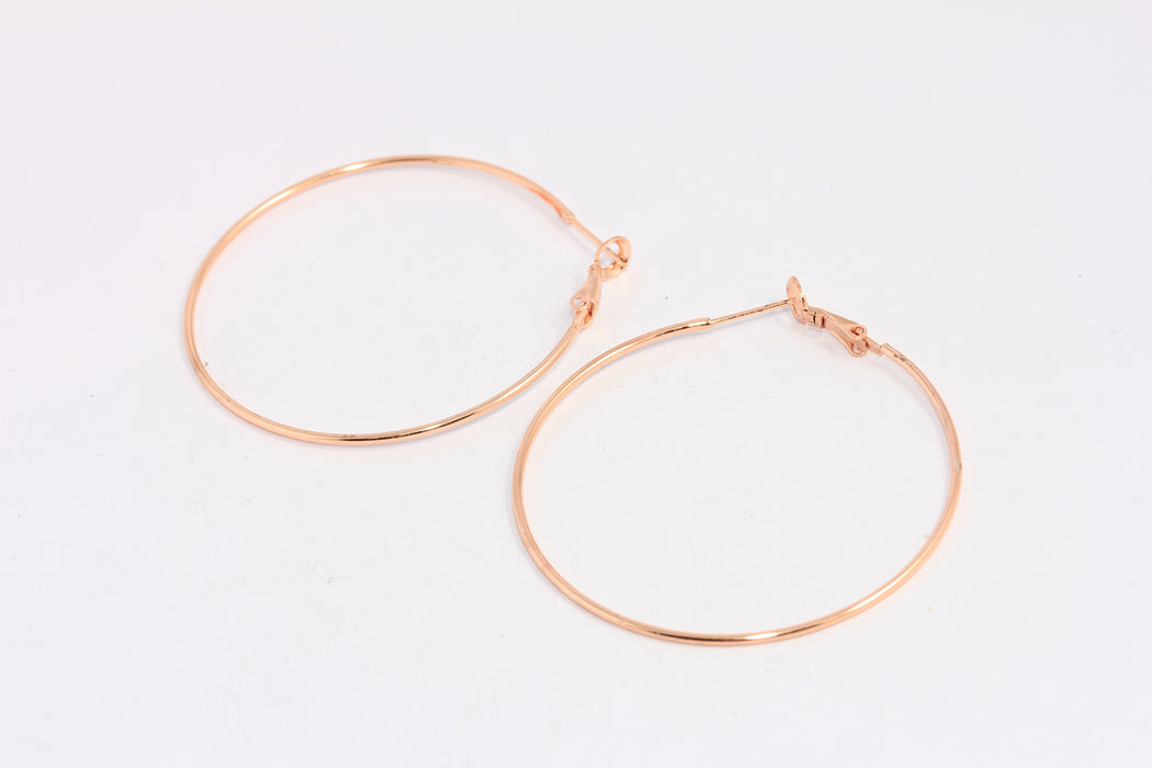 50mm Rose Gold Hoop Earrings, Large Hoop Ear Wires, EAR30