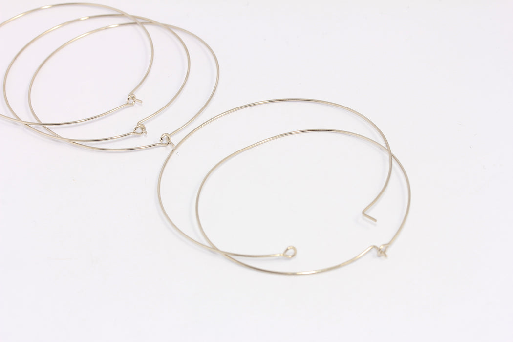 50mm Silver Plated Earring Hoops, Hoop Ear Wire Earrings, EAR22