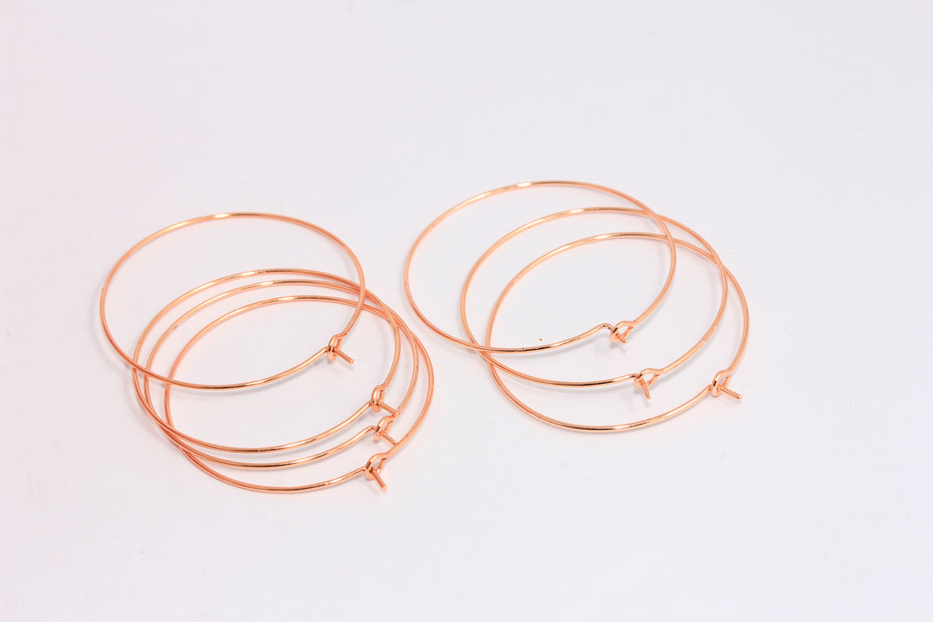 35mm Rose Gold Plated Hoop Earrings, Hoop Ear Wire, EAR15