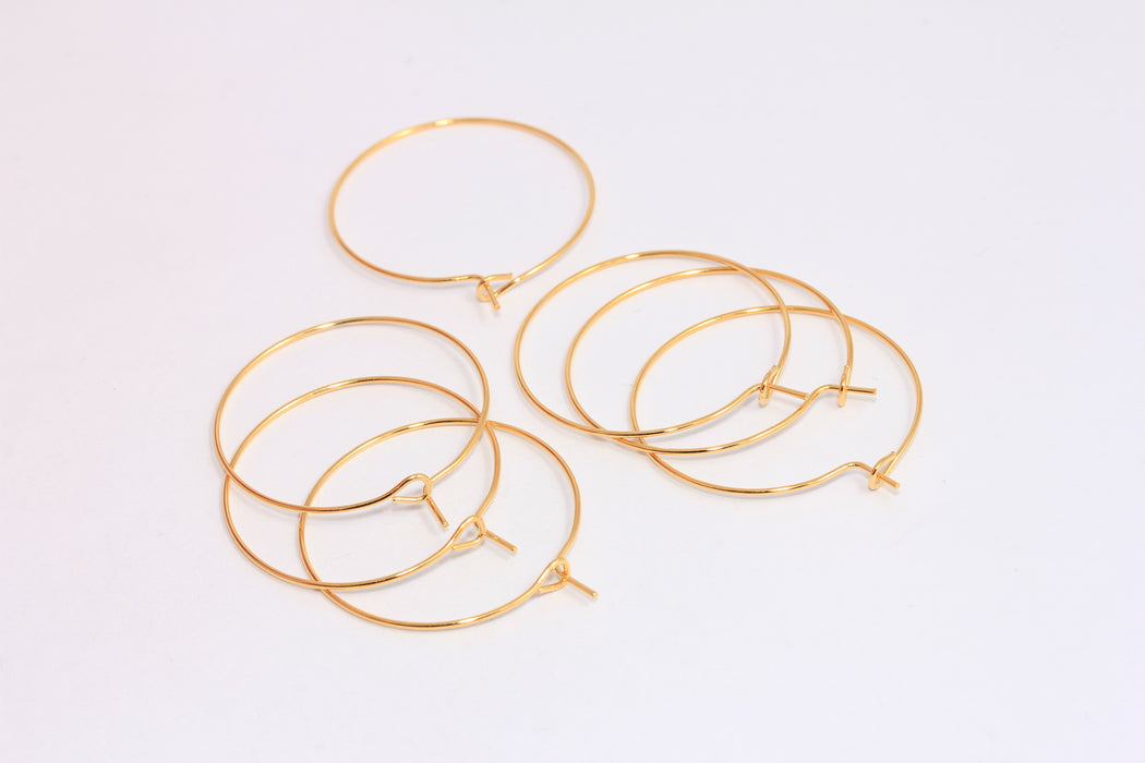 30mm 24k Shiny Gold Earring Hoops, Hoop Ear , Hoops , Wire Earrings, EAR11