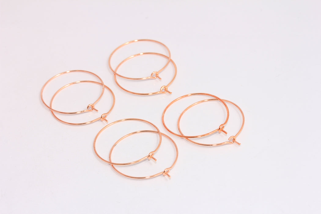 25mm Rose Gold Plated Hoop Earrings, Circle Wire Earrings, EAR9