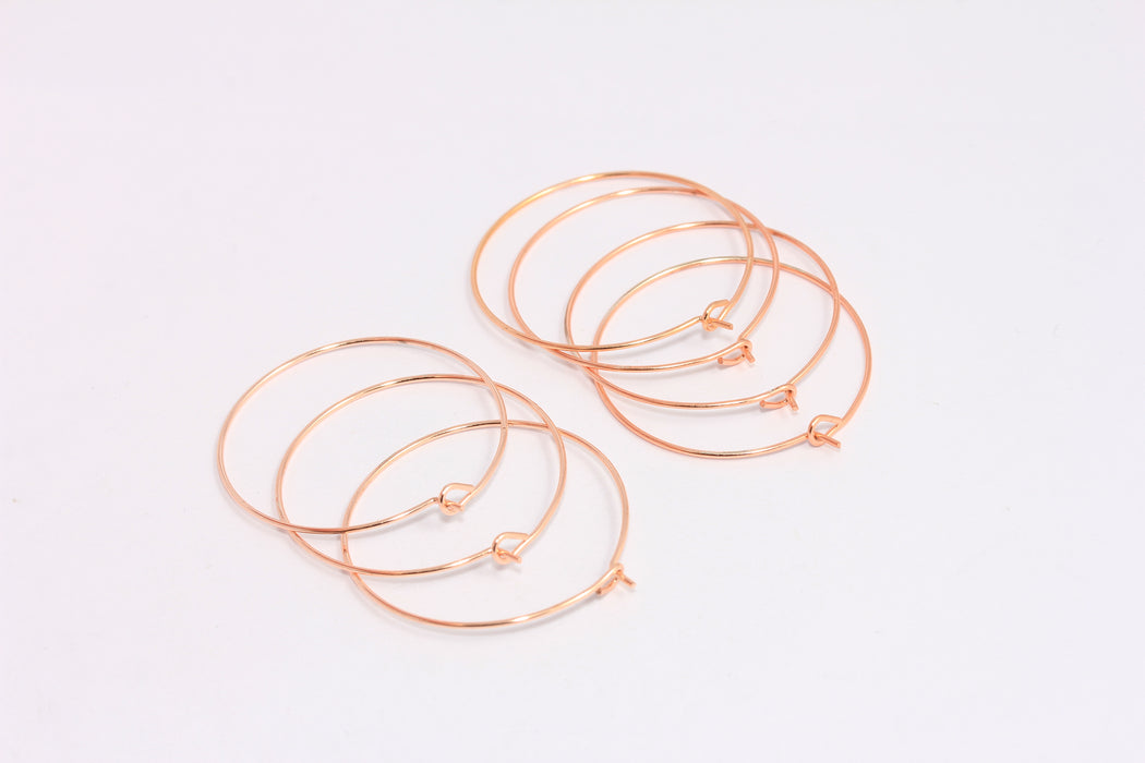 30mm Rose Gold Plated Hoop Earrings, Hoop Ear Wire, EAR12