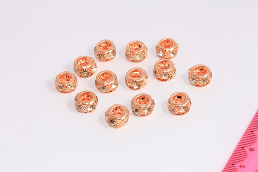 Micro Pave Rondelle Beads