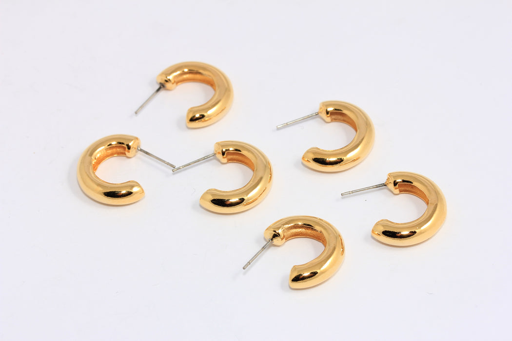 20mm 24k Shiny Gold Ear Cuffs, Thick Hoop Earrings, CHK434-4