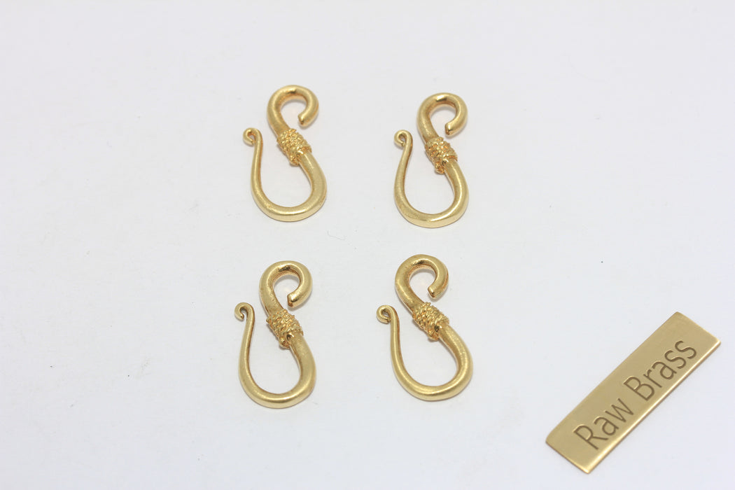 22mm Raw Brass Hook Clasps, Bracelet Connectors, ZPR187