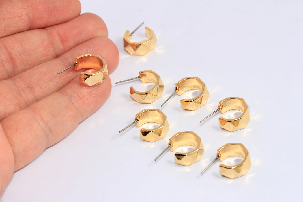  Geometric Ear Cuffs, Thick Hoop Earrings