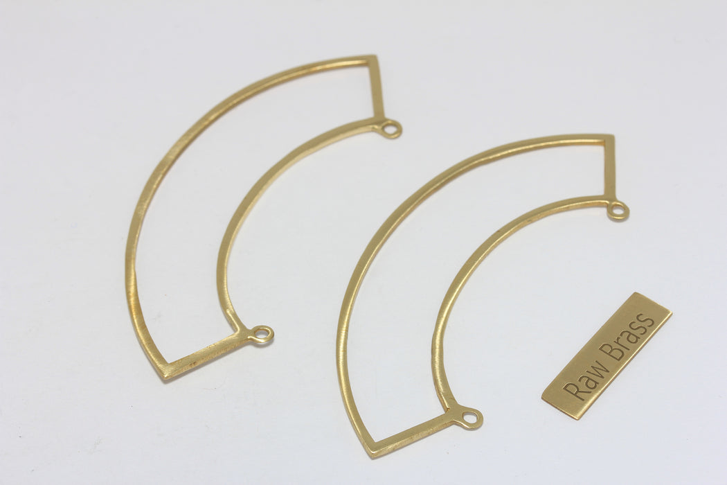 16x73mm Raw Brass Semicircle, Half Moon Charms, ZPR213