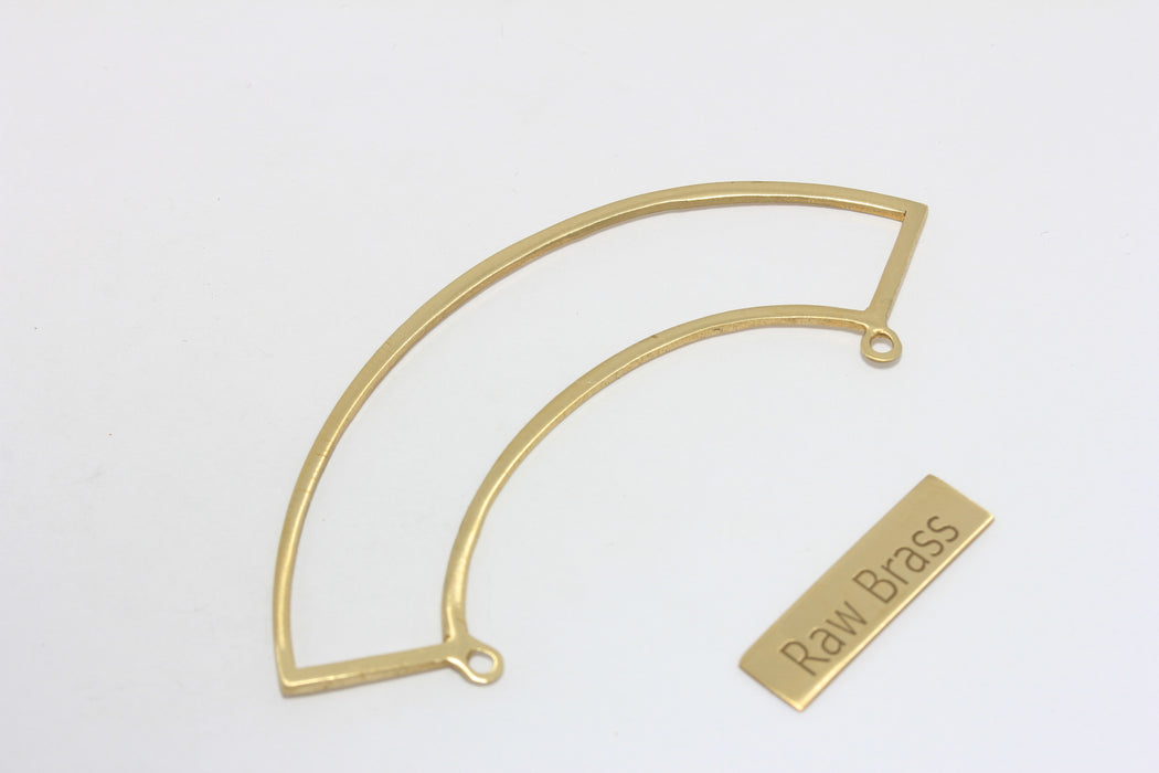 16x73mm Raw Brass Semicircle, Half Moon Charms, ZPR213