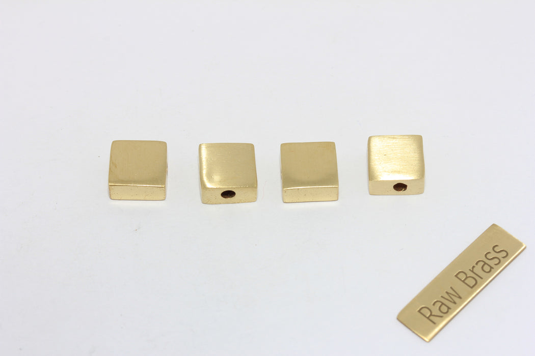 10mm Raw Brass Cube Beads, Rectangle Beads, Cube Beads, ZPR197