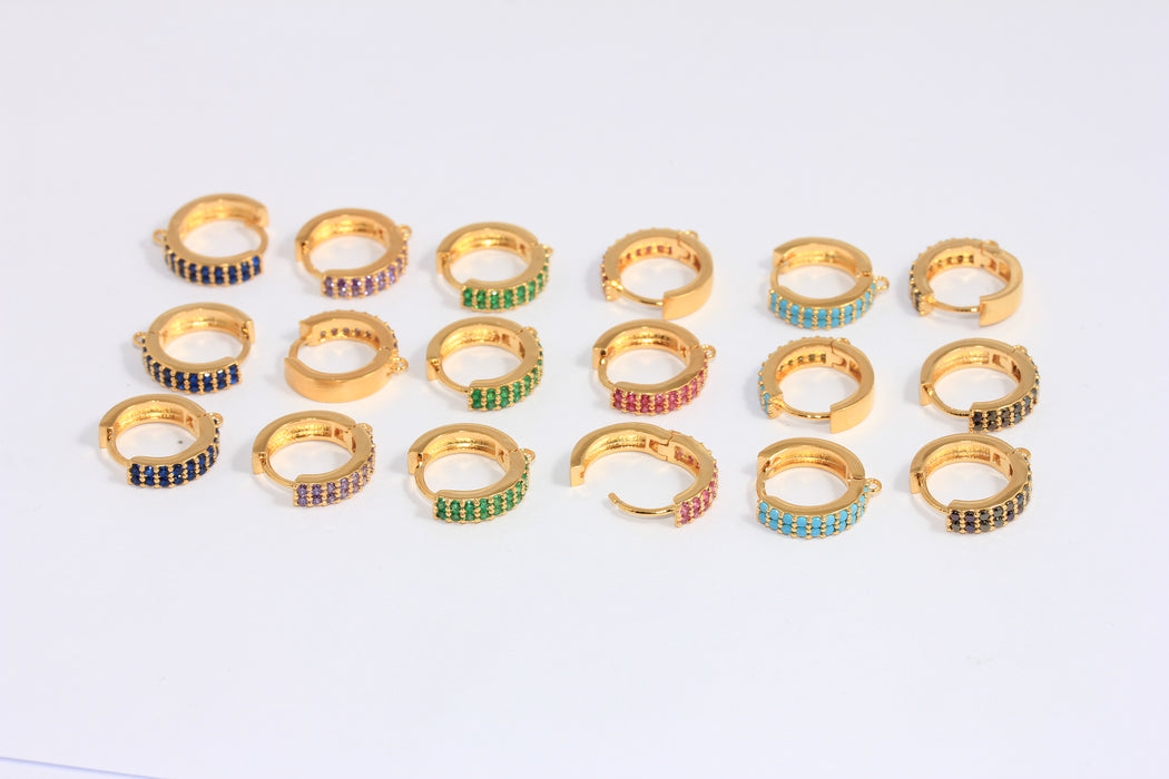  CZ Hoop Earrings, Micro Pave Huggie Hoops