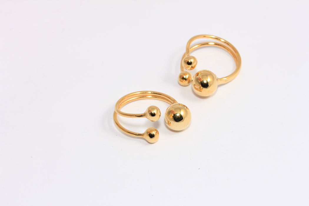 19-20mm 24k Shiny Gold Ball Ring, Gold Open Statement Ring, CHK363-4