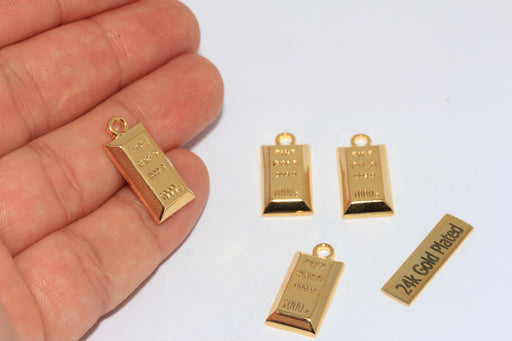 Gold Brick Charm, Fine Gold Ingot Charms