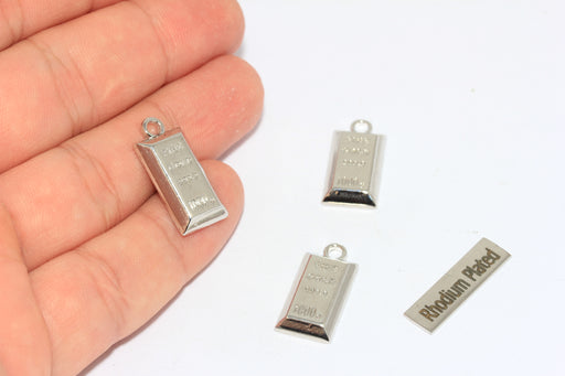  Silver Brick Charm, Fine Ingot Charms