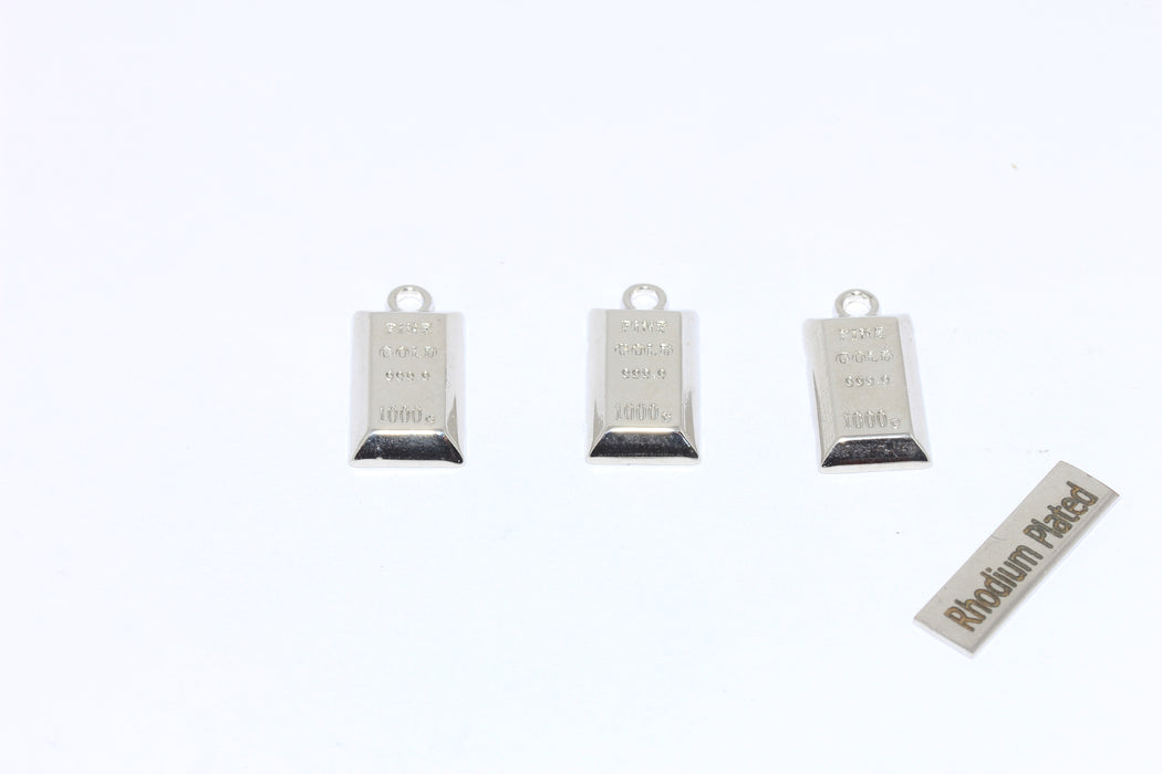  Silver Brick Charm, Fine Ingot Charms