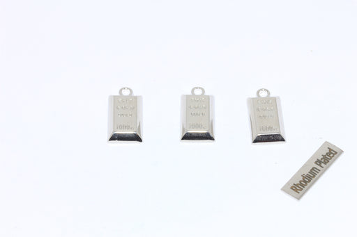  Silver Brick Charm, Fine Ingot Charms