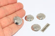 Medallion Charm, Curved Pendant, Silver Plated Charms