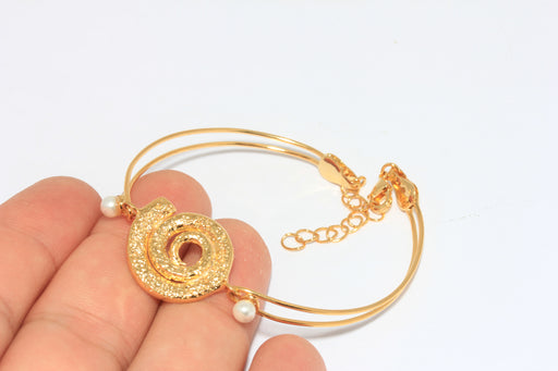 With Pearl Shell Charm, Wire Bracelet With Pearl