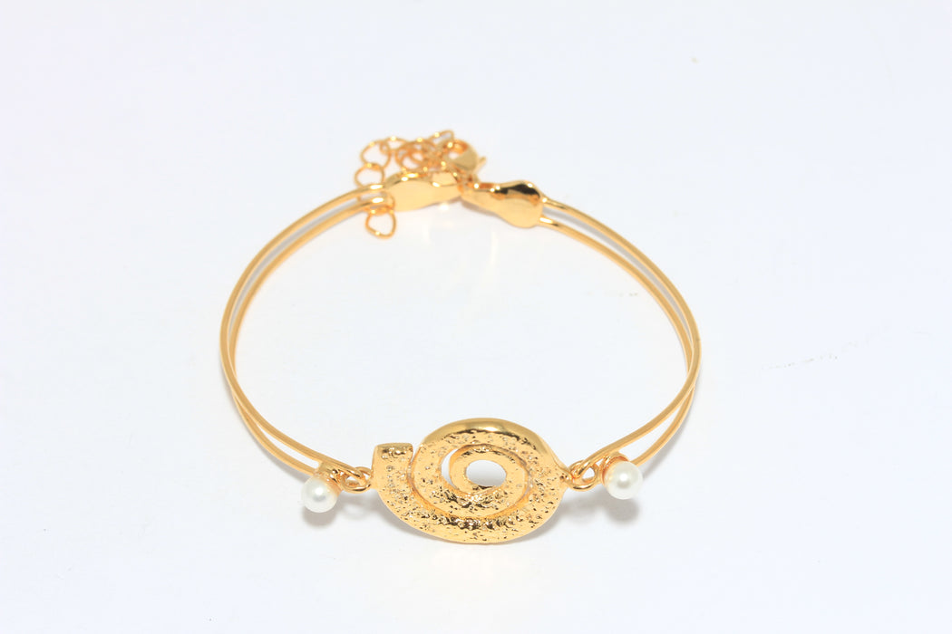 With Pearl Shell Charm, Wire Bracelet With Pearl