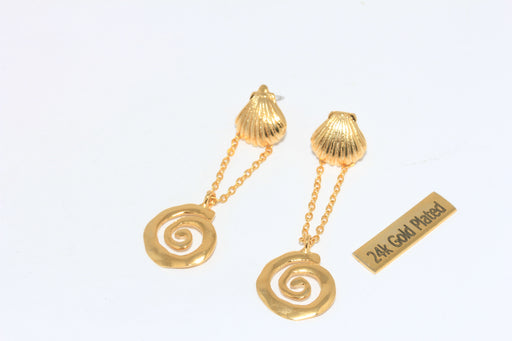  Long Drop Sea Shell Stud Earrings, Shell Studs