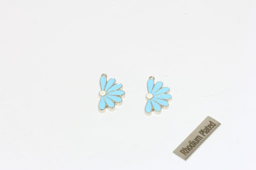 Flower Pendant, Blue Enamel Daisy Beads