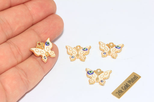 White Enamel Charms, Evil Eye Charms