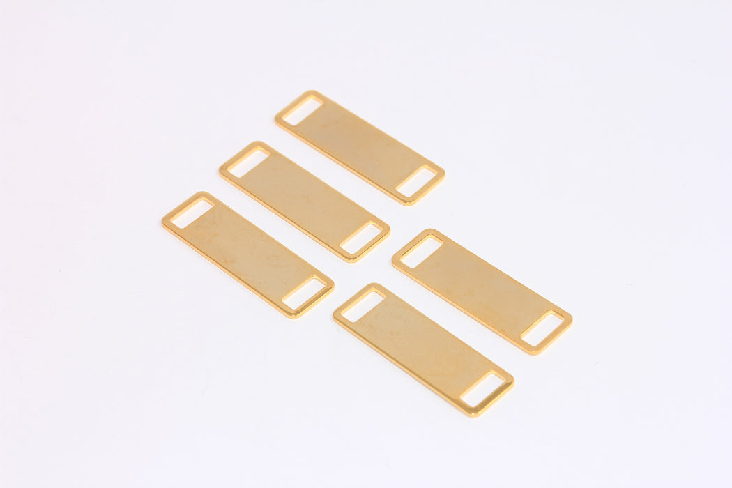 Ciondoli rettangolari in oro lucido 24k da 10x30 mm, per bracciale, stampaggio piatto, BRT641