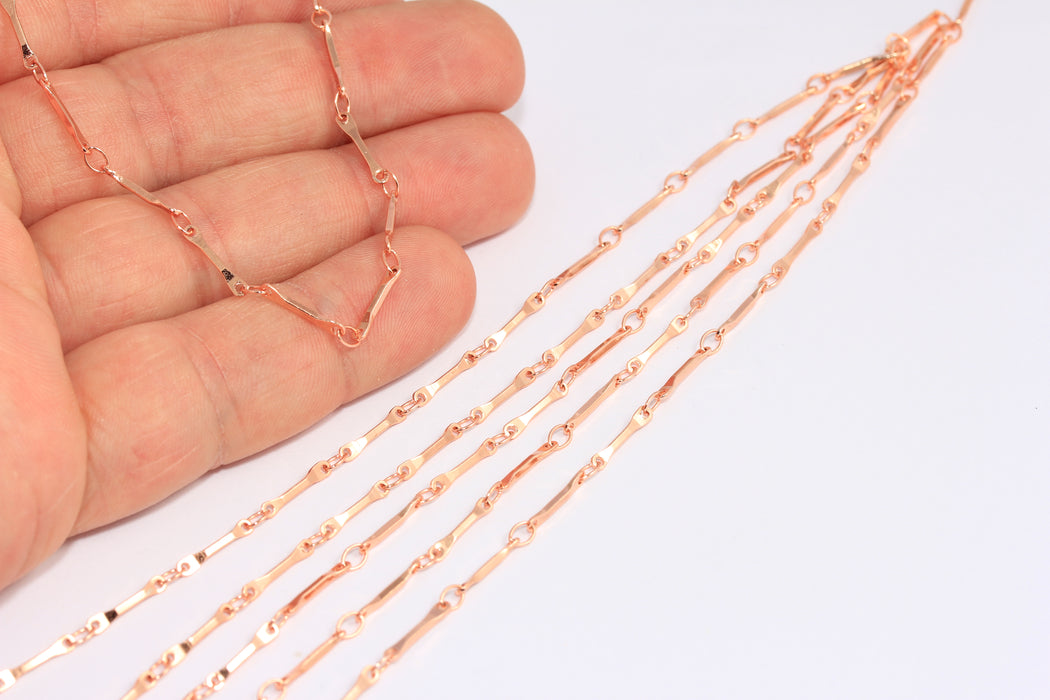 1mm Rose Gold Flat Bar Chain,Tiny Rose Gold Chains, BXB299