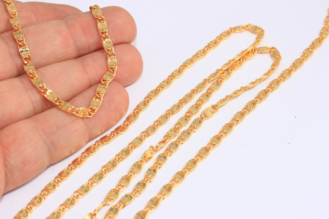 3,7mm 24k Shiny Gold ''S'' Chain,  Gold Plated Knitted Chains, BXB267-2