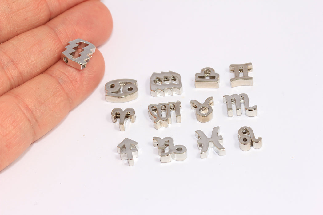 9x10mm Tüm Burçlar, Rodyum Kaplamalı Zodyak Takıları, Astroloji Takıları, HRF75-2