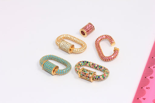 Shiny Gold CZ Oval Screw Clasps