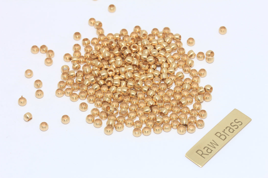 3mm Raw Brass Beads, Spacer Beads, Hollow Beads, BDS3